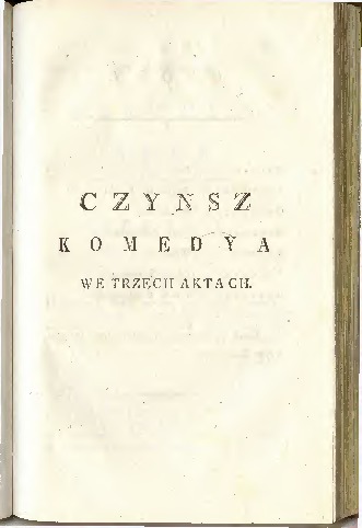 Czynsz : komedya we trzech aktach