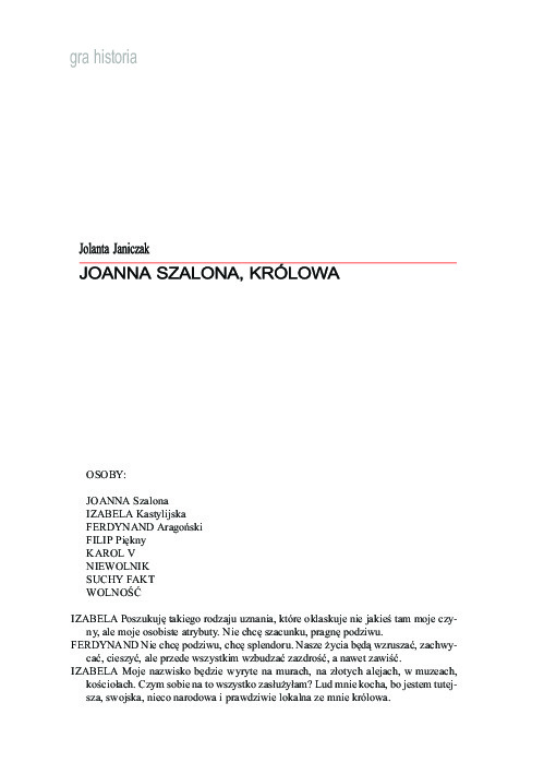 Joanna Szalona; królowa