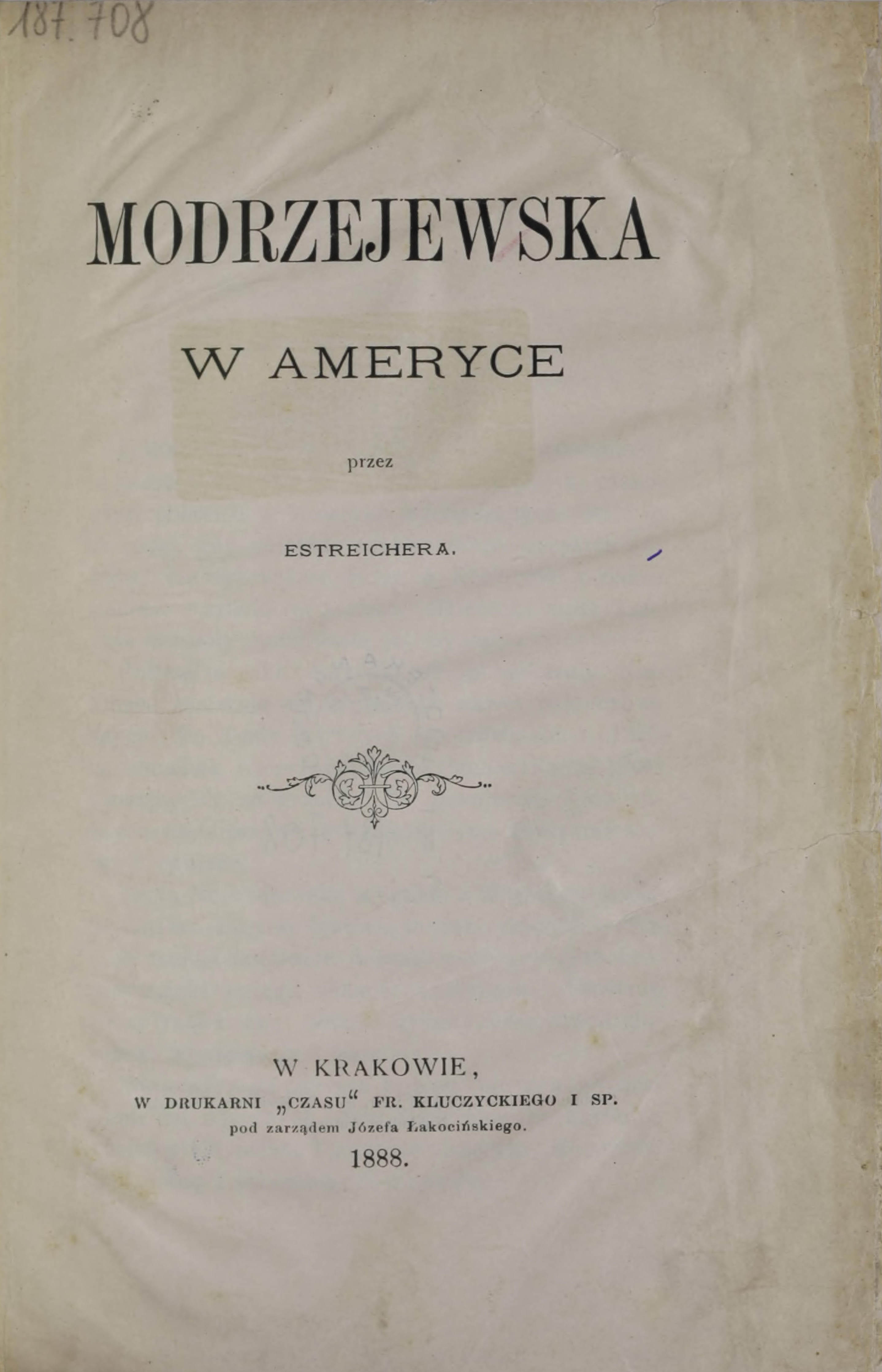 Modrzejewska w Ameryce